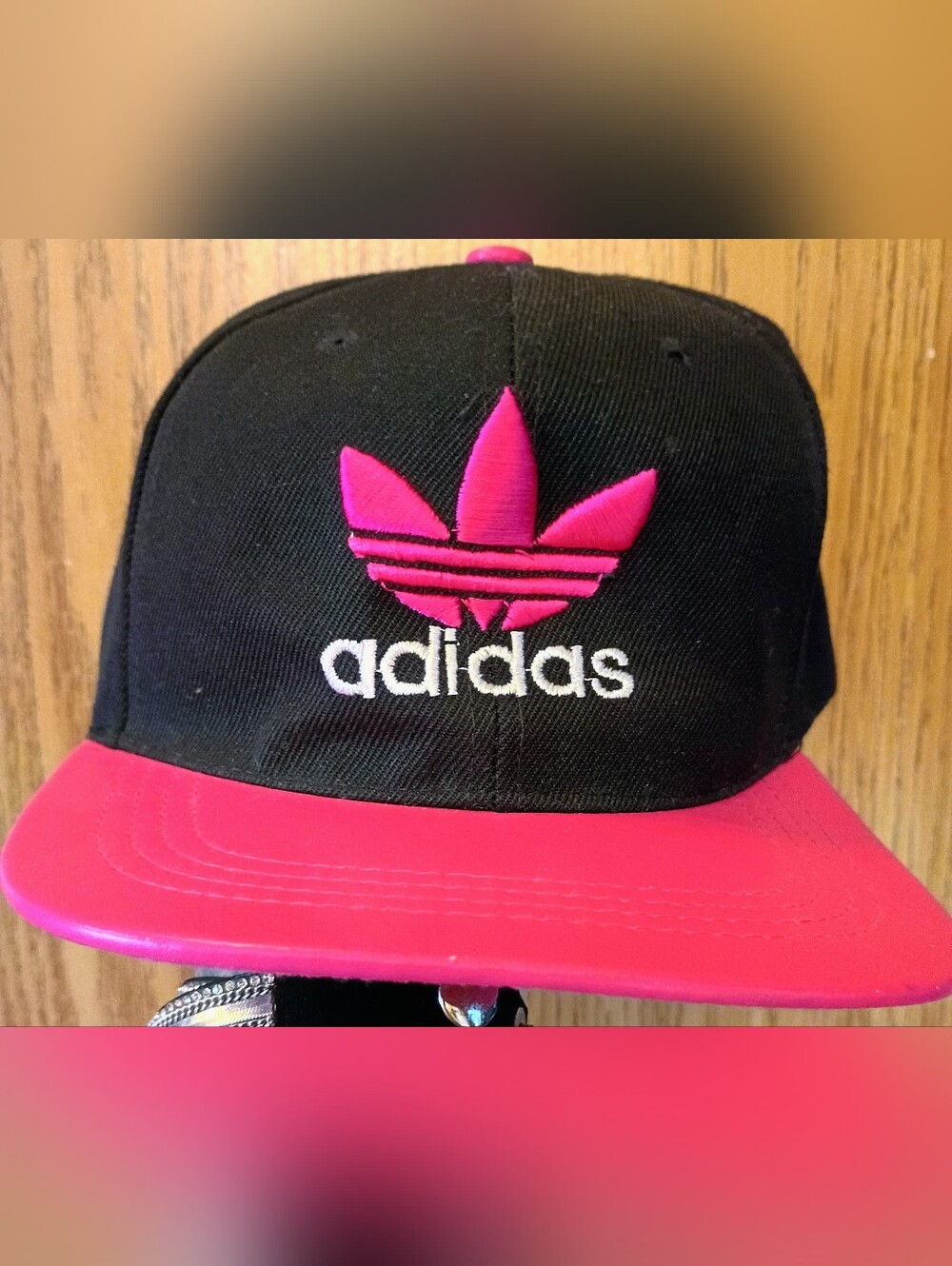 adidas Black & Hot Pink Trefoil Snapback Cap